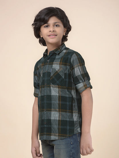 Casual Shirt for Boys l Breathable & Soft with Color Fastness Regular Fit Spread Collar Cotton Fabric Checkered Pattern