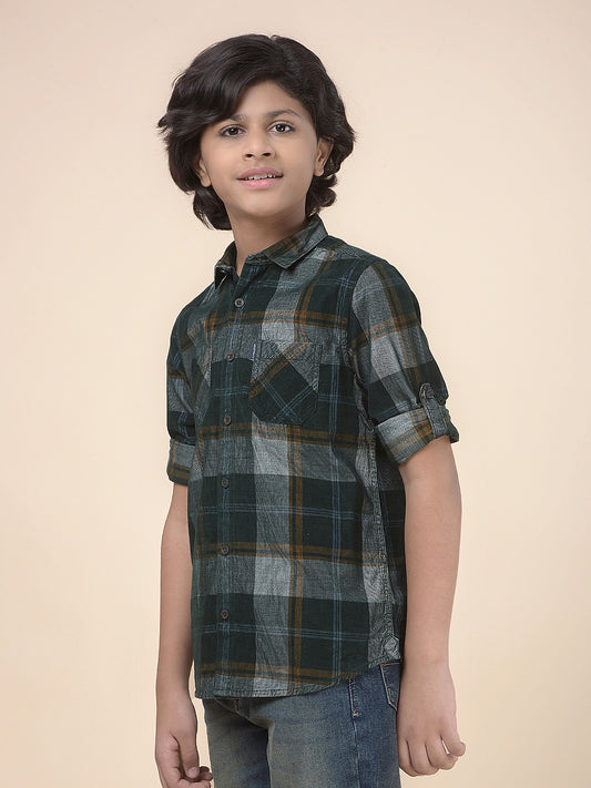 Casual Shirt for Boys l Breathable & Soft with Color Fastness Regular Fit Spread Collar Cotton Fabric Checkered Pattern