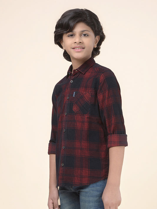 Casual Shirt for Boys l Breathable & Soft with Color Fastness Regular Fit Spread Collar Cotton Fabric Checkered Pattern