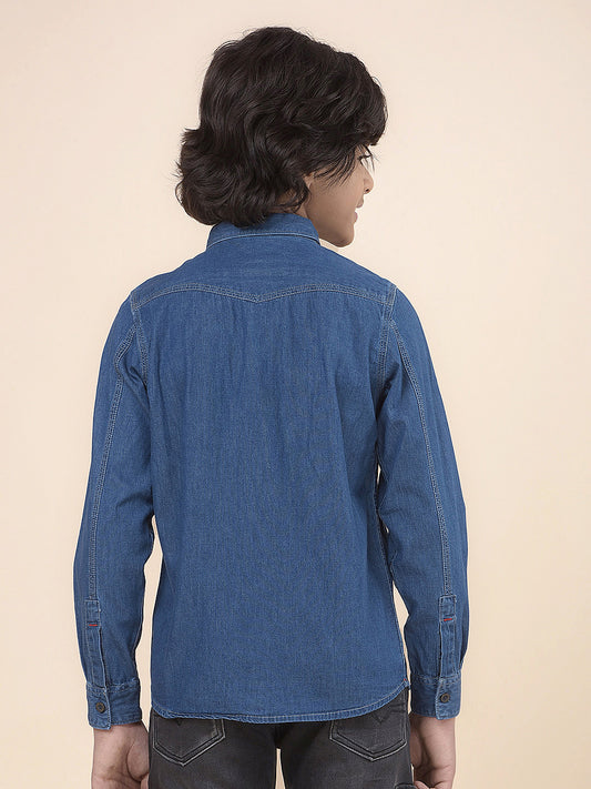 Casual Shirt for Boys l Breathable & Soft with Color Fastness Regular Fit Spread Collar Cotton Fabric Solid Pattern