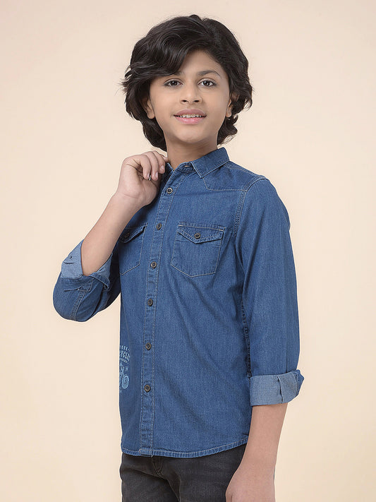 Casual Shirt for Boys l Breathable & Soft with Color Fastness Regular Fit Spread Collar Cotton Fabric Solid Pattern