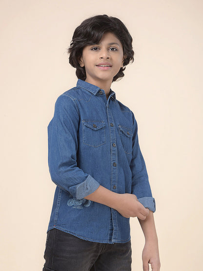 Casual Shirt for Boys l Breathable & Soft with Color Fastness Regular Fit Spread Collar Cotton Fabric Solid Pattern