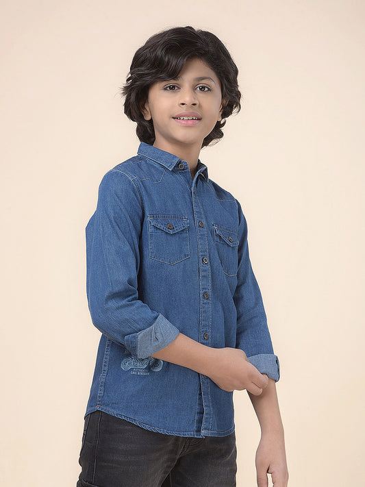 Casual Shirt for Boys l Breathable & Soft with Color Fastness Regular Fit Spread Collar Cotton Fabric Solid Pattern