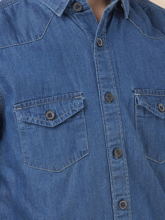 Casual Shirt for Boys l Breathable & Soft with Color Fastness Regular Fit Spread Collar Cotton Fabric Solid Pattern