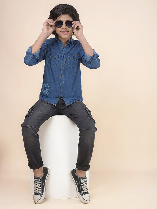 Casual Shirt for Boys l Breathable & Soft with Color Fastness Regular Fit Spread Collar Cotton Fabric Solid Pattern