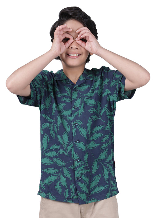 Shirt for Boys | Breathable & Soft with Color Fastness Regular Fit Spread Collar Neck Cotton Modal Fabric Printed Pattern