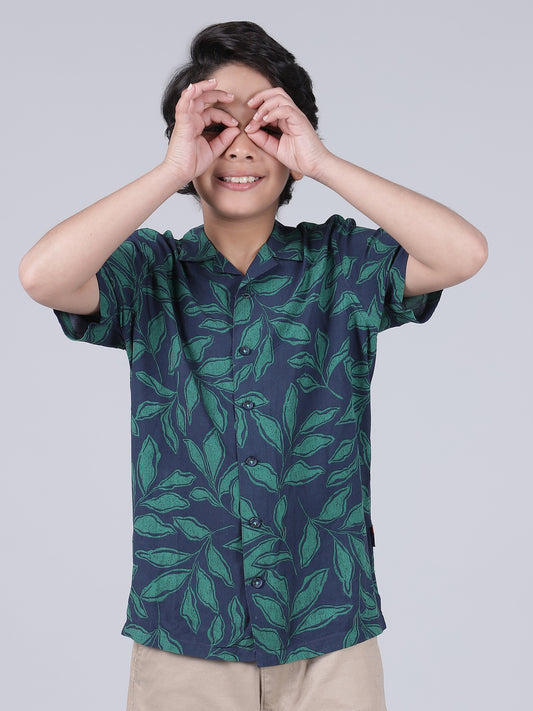 Shirt for Boys | Breathable & Soft with Color Fastness Regular Fit Spread Collar Neck Cotton Modal Fabric Printed Pattern
