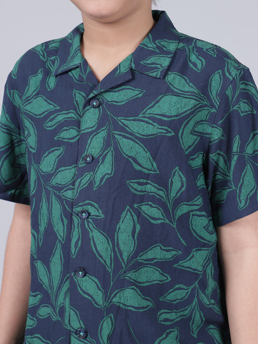 Shirt for Boys | Breathable & Soft with Color Fastness Regular Fit Spread Collar Neck Cotton Modal Fabric Printed Pattern