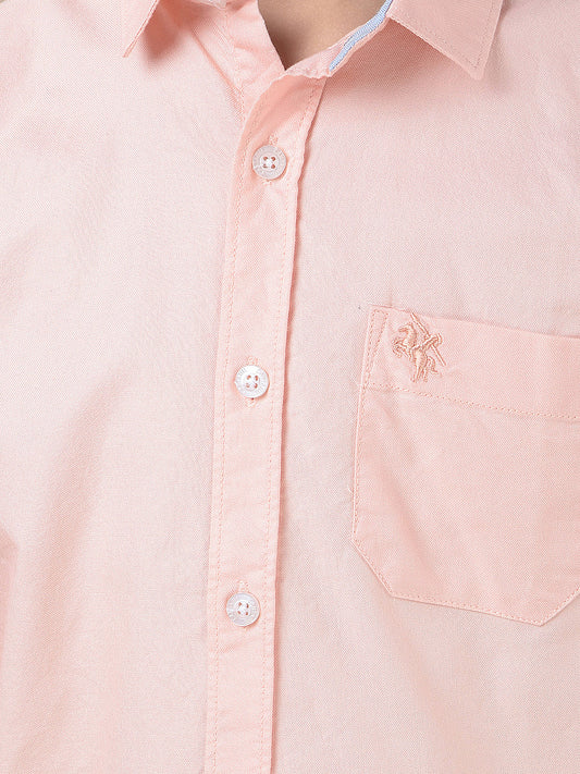 Casual Shirt for Boys l Breathable & Soft with Color Fastness Regular Fit Spread Collar Cotton Fabric Self Design Pattern