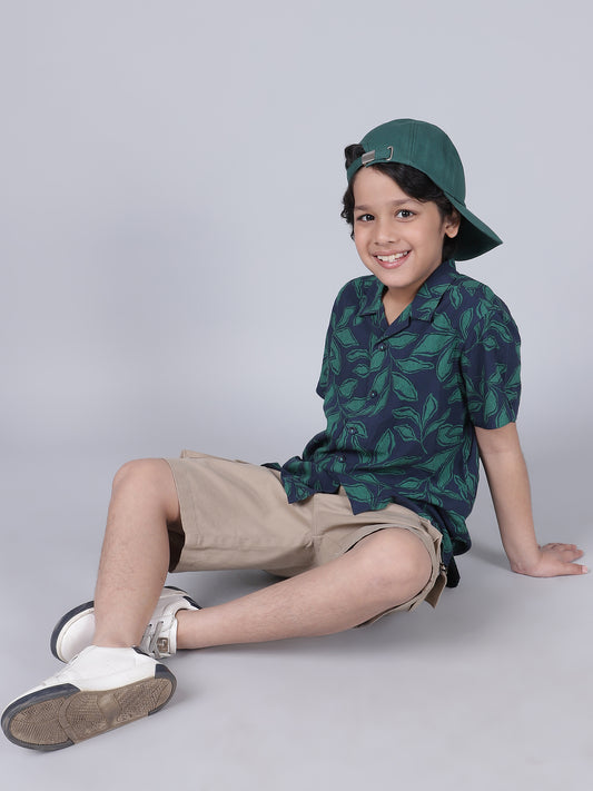 Boys Solid Beige Regular Fit Casual Shorts