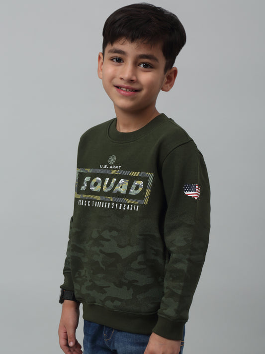 Boys Casual Green Full Sleeve Pullover Sweatshirt