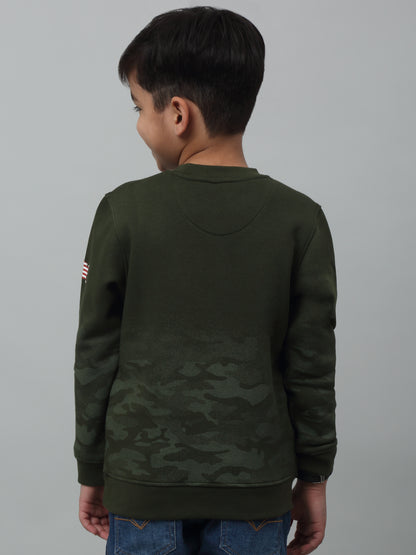 Boys Casual Green Full Sleeve Pullover Sweatshirt