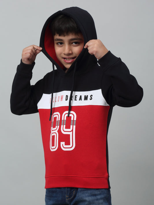 Boys Casual Red Full Sleeve Hoodie Pullover Sweatshirt