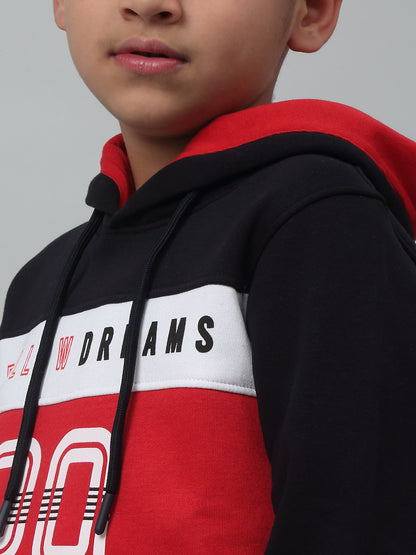 Boys Casual Red Full Sleeve Hoodie Pullover Sweatshirt