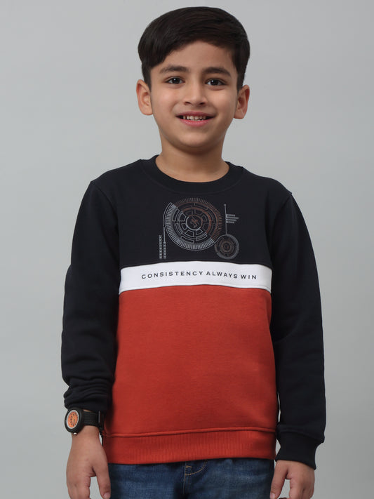 Boys Casual Navy Blue Full Sleeve Pullover Sweatshirt