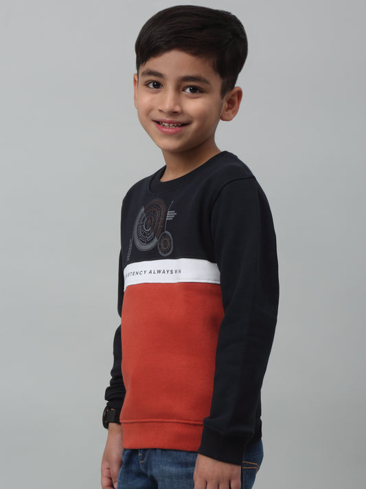 Boys Casual Navy Blue Full Sleeve Pullover Sweatshirt