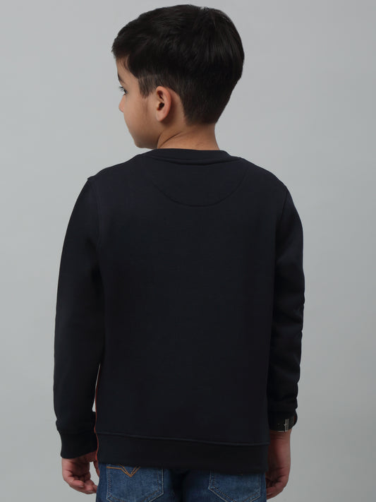 Boys Casual Navy Blue Full Sleeve Pullover Sweatshirt