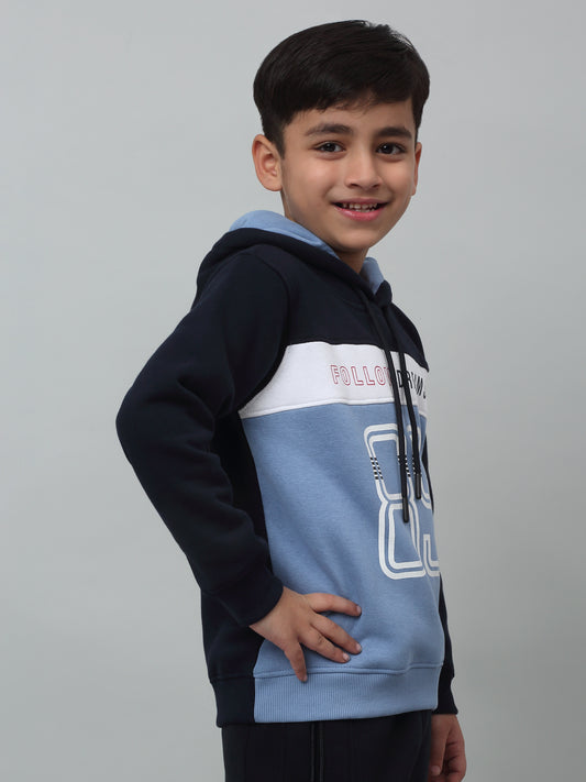 Boys Casual Sky Blue Full Sleeve Hoodie Pullover Sweatshirt