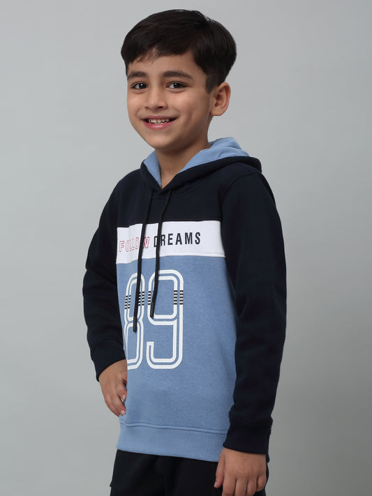 Boys Casual Sky Blue Full Sleeve Hoodie Pullover Sweatshirt