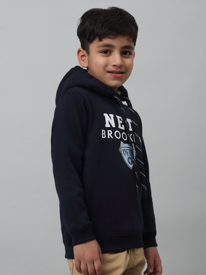 Boys Casual Navy Blue Full Sleeve Hoodie Pullover Sweatshirt