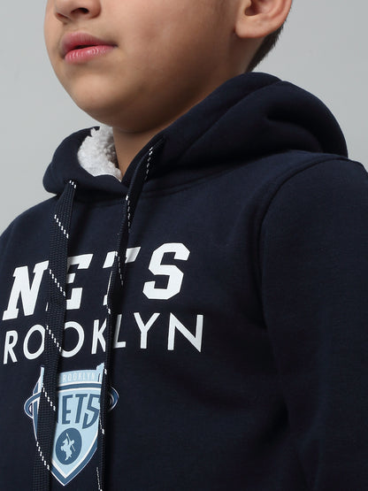 Boys Casual Navy Blue Full Sleeve Hoodie Pullover Sweatshirt