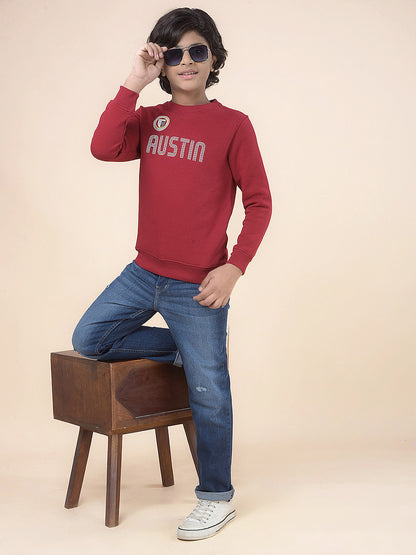 Casual Sweatshirt for Boys l Breathable & Soft with Color Fastness Regular Fit Round Neck Fleece Fabric Printed Pattern