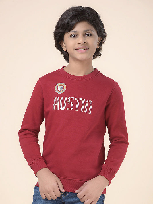 Casual Sweatshirt for Boys l Breathable & Soft with Color Fastness Regular Fit Round Neck Fleece Fabric Printed Pattern