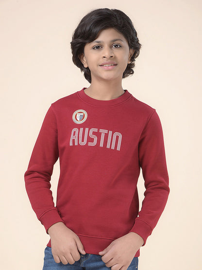 Casual Sweatshirt for Boys l Breathable & Soft with Color Fastness Regular Fit Round Neck Fleece Fabric Printed Pattern
