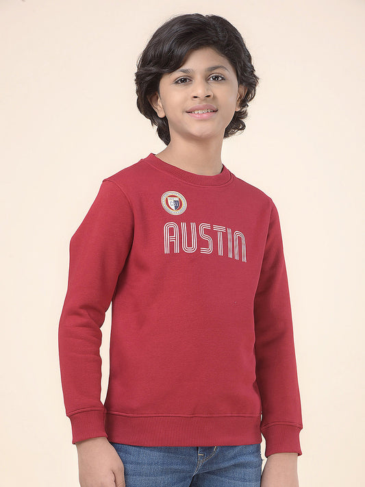 Casual Sweatshirt for Boys l Breathable & Soft with Color Fastness Regular Fit Round Neck Fleece Fabric Printed Pattern