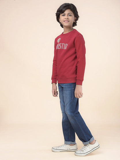 Casual Sweatshirt for Boys l Breathable & Soft with Color Fastness Regular Fit Round Neck Fleece Fabric Printed Pattern