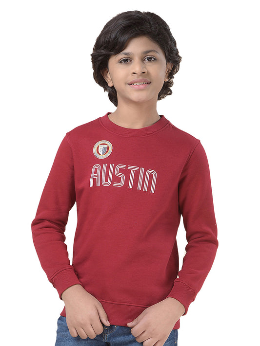 Casual Sweatshirt for Boys l Breathable & Soft with Color Fastness Regular Fit Round Neck Fleece Fabric Printed Pattern
