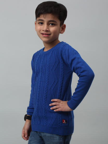 Boys Casual Blue Full Sleeve Pullover Sweater