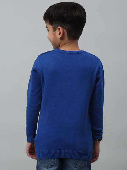 Boys Casual Blue Full Sleeve Pullover Sweater