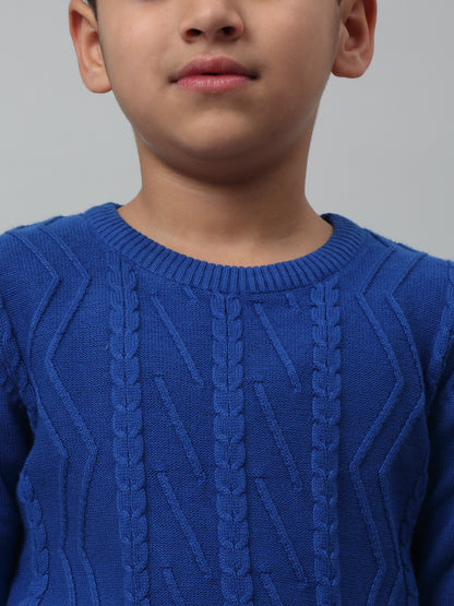 Boys Casual Blue Full Sleeve Pullover Sweater