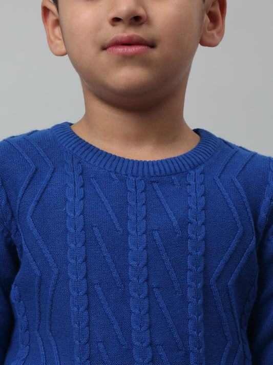 Boys Casual Blue Full Sleeve Pullover Sweater
