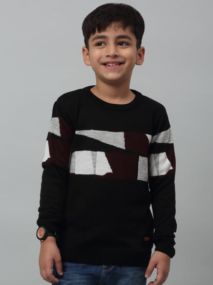 Boys Casual Black Full Sleeve Pullover Sweater