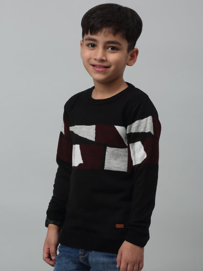 Boys Casual Black Full Sleeve Pullover Sweater