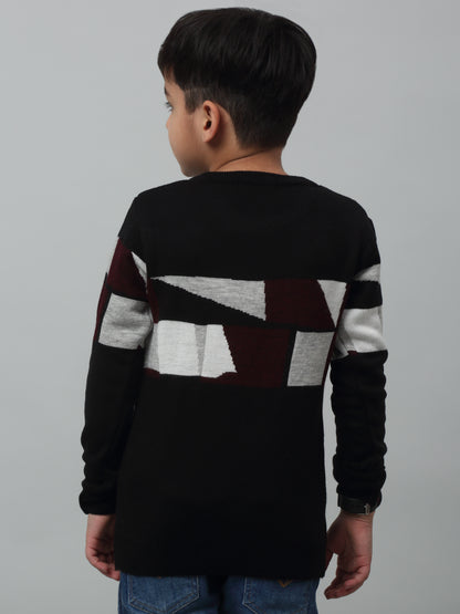 Boys Casual Black Full Sleeve Pullover Sweater