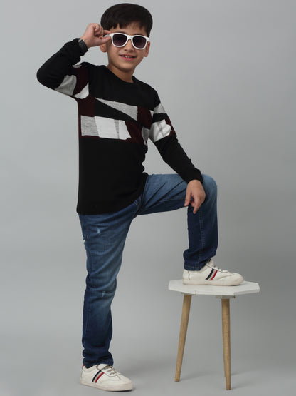 Boys Casual Black Full Sleeve Pullover Sweater