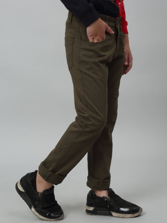 Boys Casual Olive Green Pants