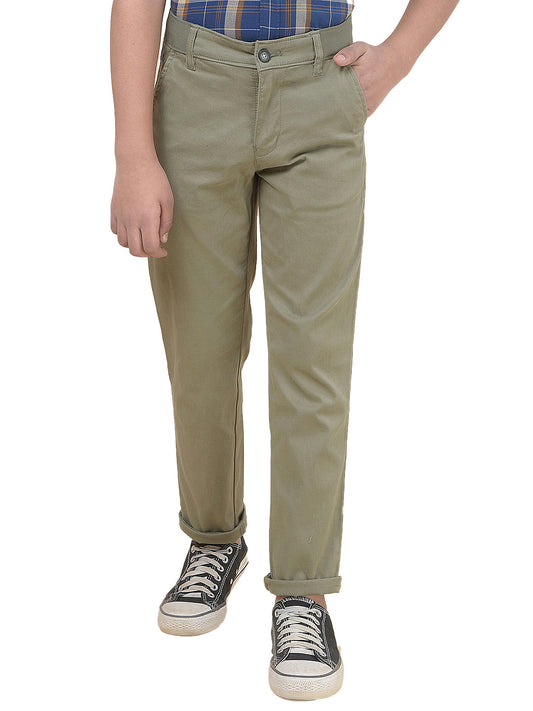 Casual Trouser for Boys l Breathable & Soft with Color Fastness Regular Fit Cotton Fabric Button Closure Solid Pattern