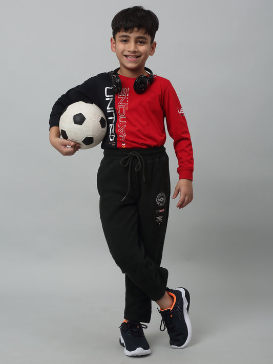 Boys Casual Olive Green Track Pants