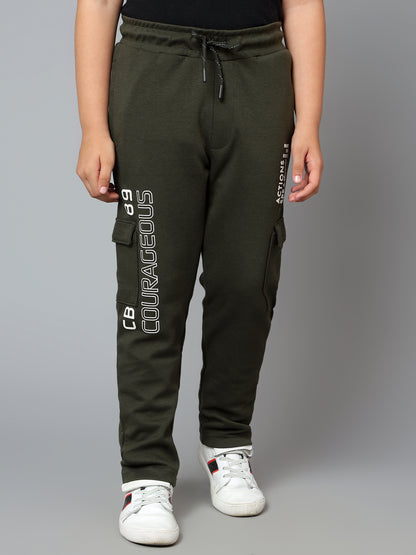 Boys Casual Olive Green Track Pants