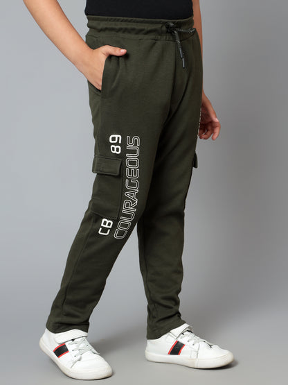 Boys Casual Olive Green Track Pants