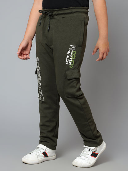 Boys Casual Olive Green Track Pants