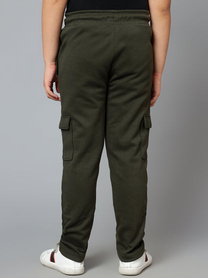 Boys Casual Olive Green Track Pants