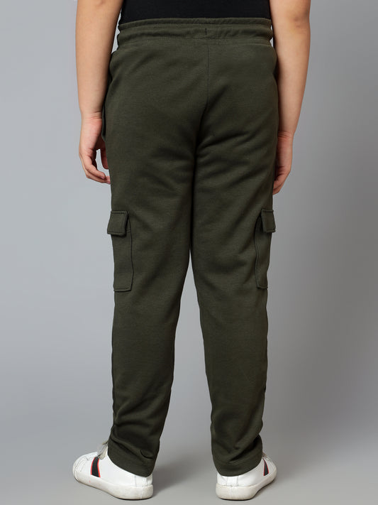 Boys Casual Olive Green Track Pants