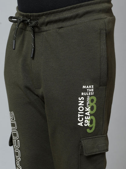 Boys Casual Olive Green Track Pants