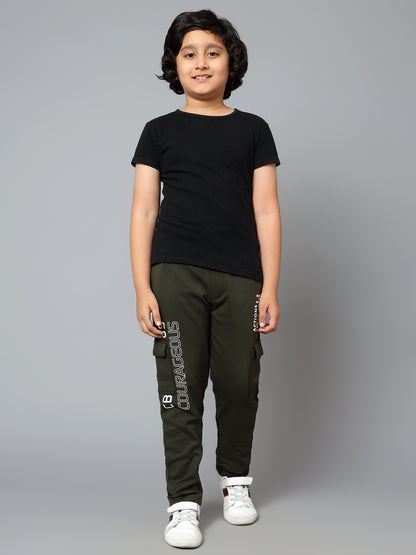 Boys Casual Olive Green Track Pants