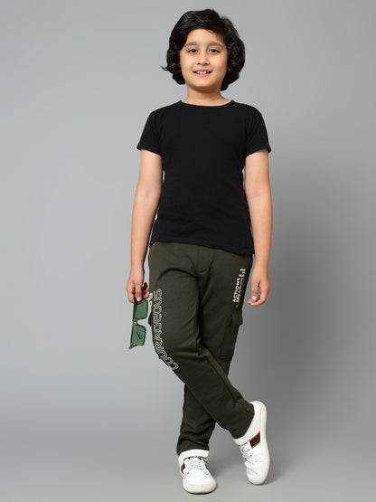 Boys Casual Olive Green Track Pants